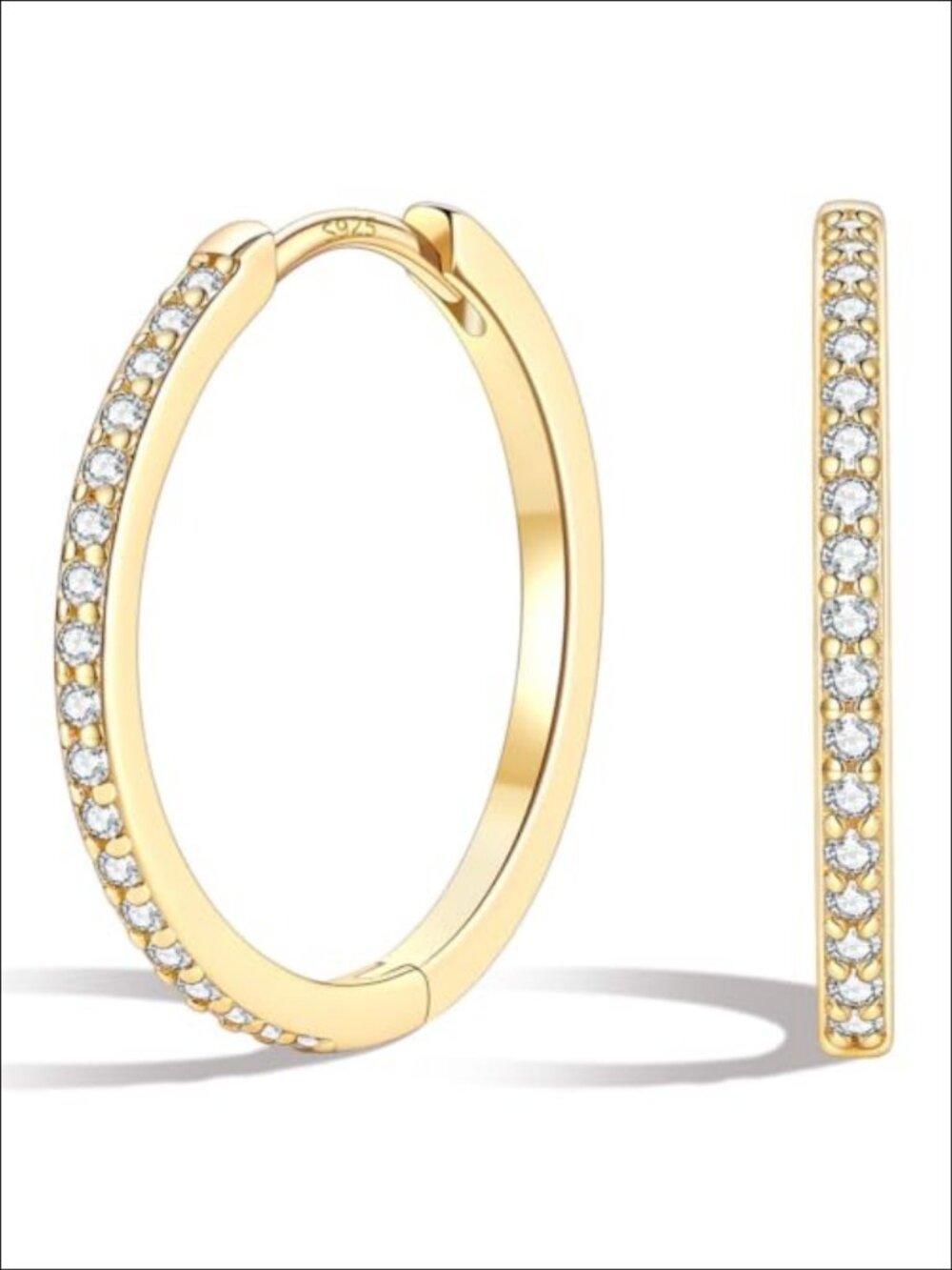 18MM Gold Plated Huggie Hoop Earrings with Cubic Zirconia